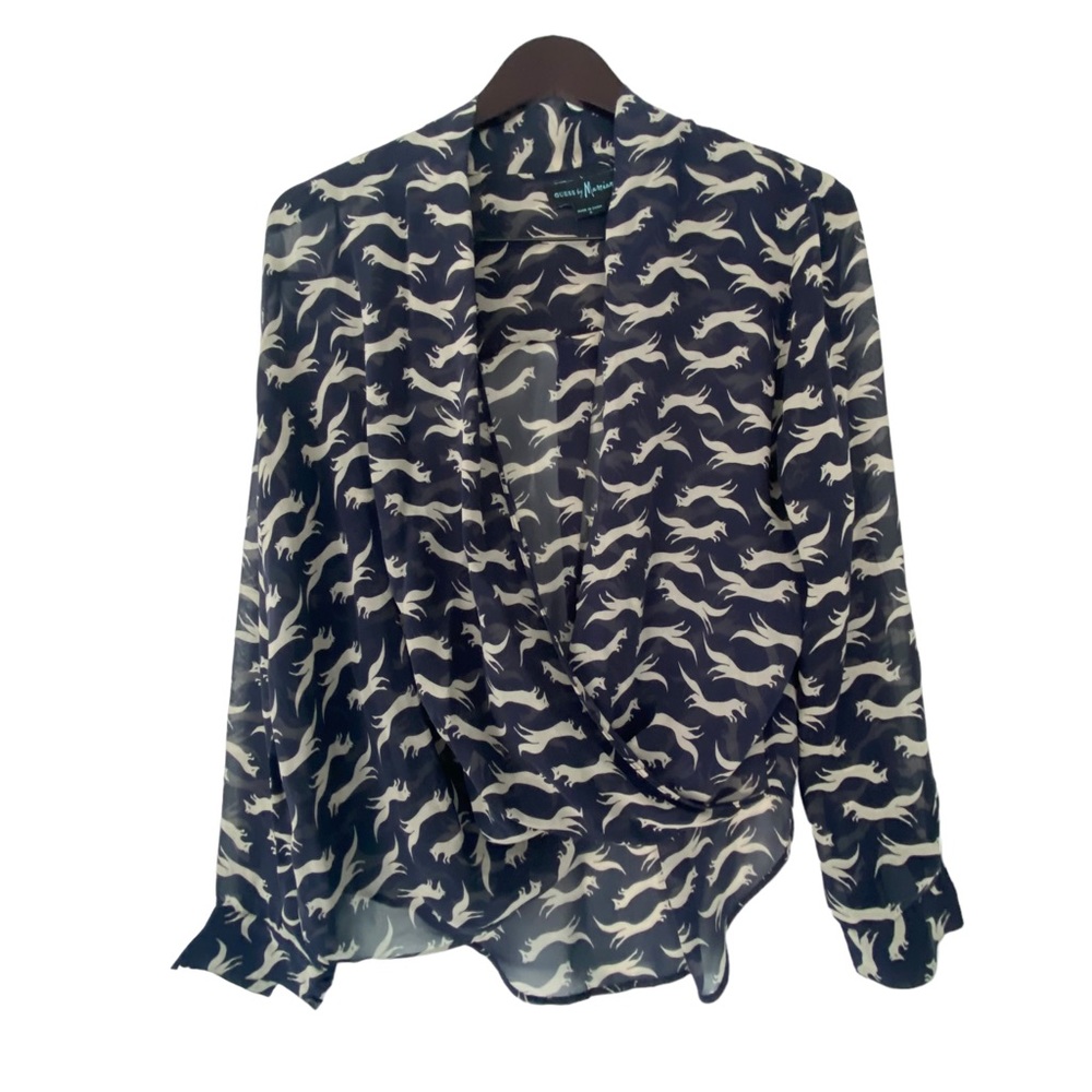 Marciano Sheer Blue 🦊 Foxy Blouse - Size S